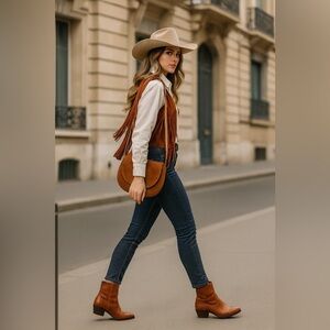 Naturalizer Gaby Leather Ankle Boots Brown Ciderspice Size 5M NIB